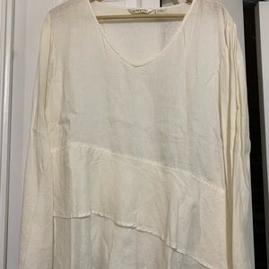 Linen shirt NWOT. Ruffled hem. Super cute!